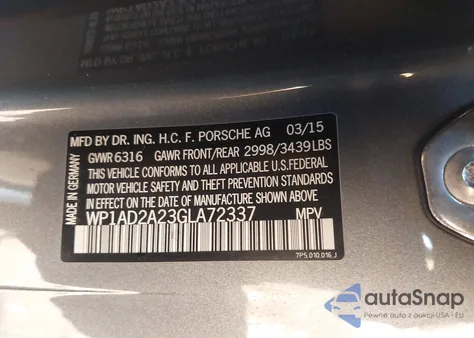 2016 Porsche Cayenne Gts z USA, uszkodzony, nr VIN WP1AD2A23GLA72337